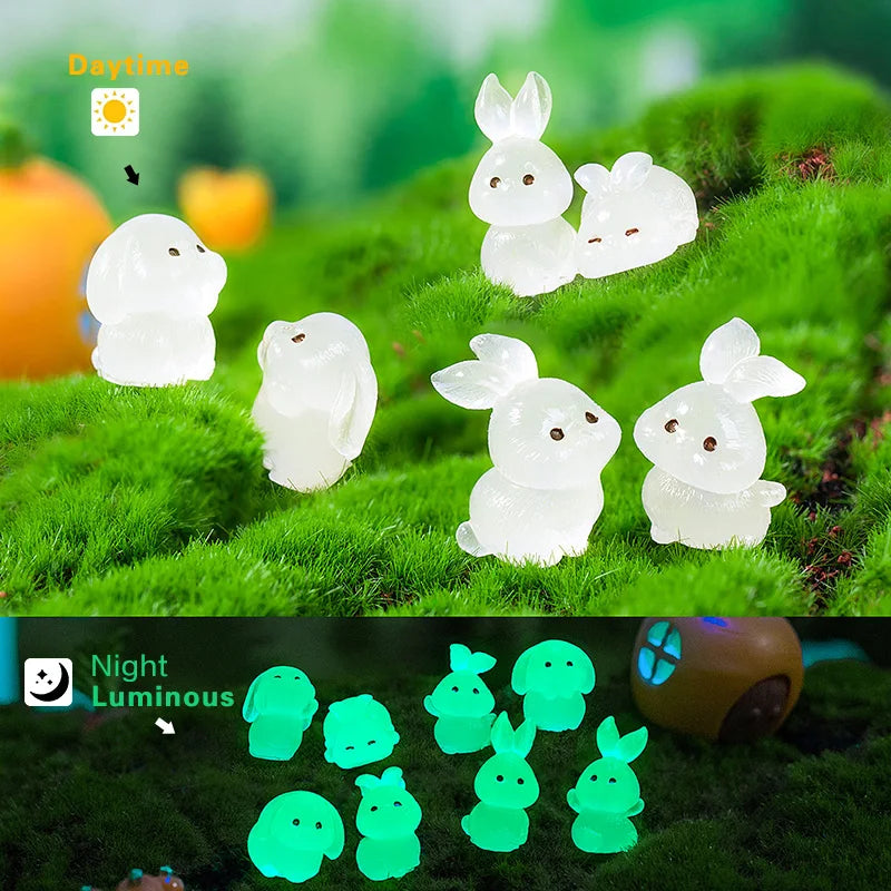 Christmas Kawaii Rabbit Figurine for Home Room Decor & Miniature Fairy Garden