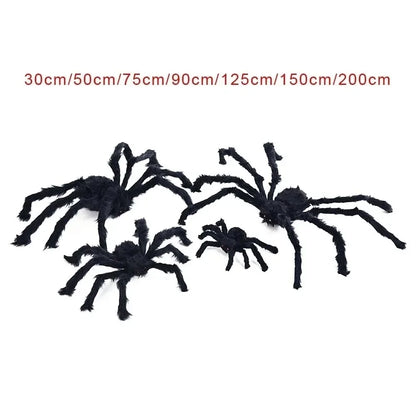 Giant Black Plush Spider Set | Halloween Decor