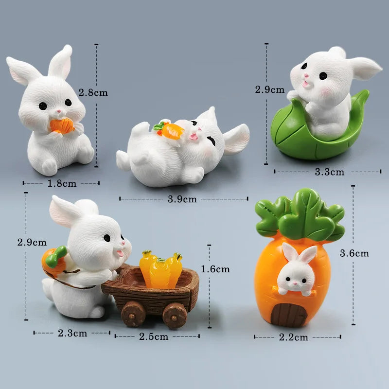 Christmas Kawaii Rabbit Figurine for Home Room Decor & Miniature Fairy Garden