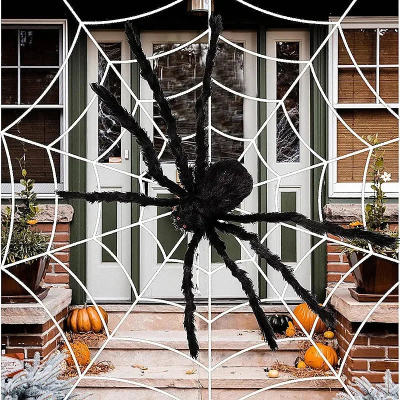 Giant Black Plush Spider Set | Halloween Decor