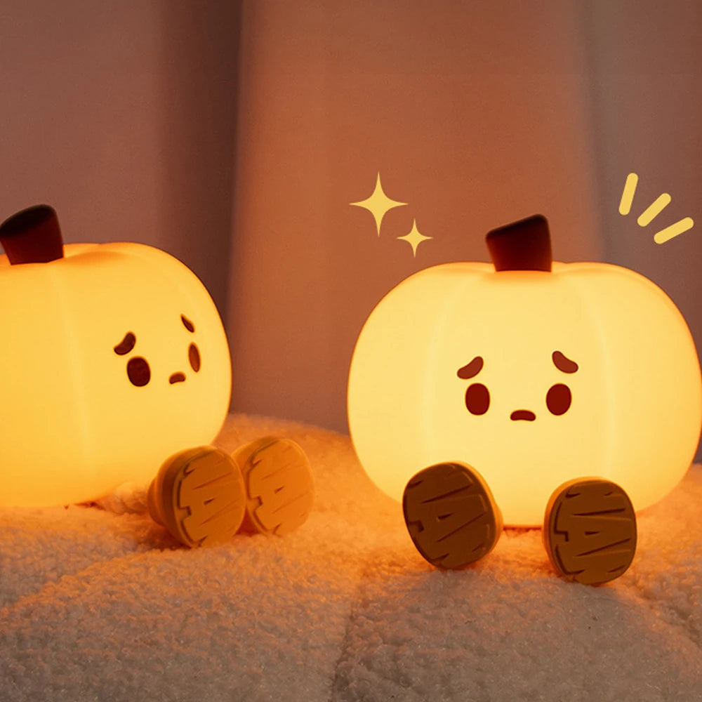 Halloween Pumpkin Night Light | Soft Silicone, Safe & Dimmable