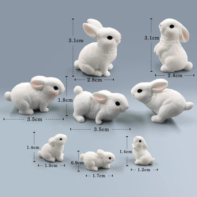 Christmas Kawaii Rabbit Figurine for Home Room Decor & Miniature Fairy Garden